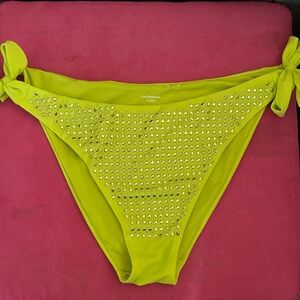 Calzedonia Lime Green Rhinestone Tie-Side Bikini Bottom